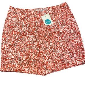 NWT Boden Richmond Red & White Paisley 6” inseam Shorts Size 4